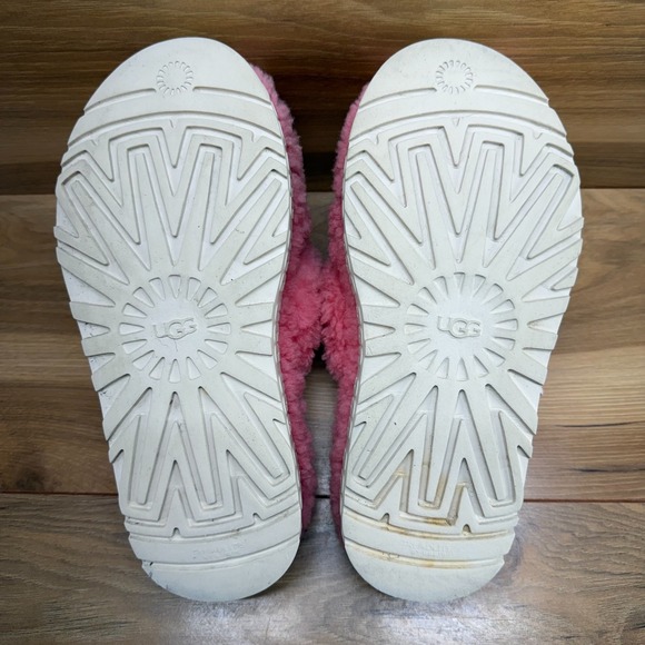 UGG Fluffita Slipper Slingback Womens 7 Pink Fur Fluffy Platforms - Picture 9 of 11